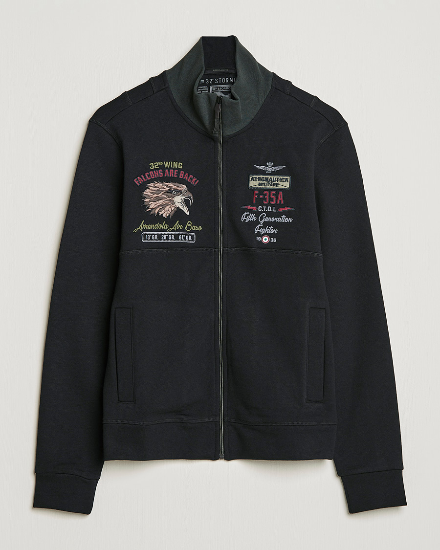 Herr | Tröjor | Aeronautica Militare | Full Zip Sweatshirt Jet Black