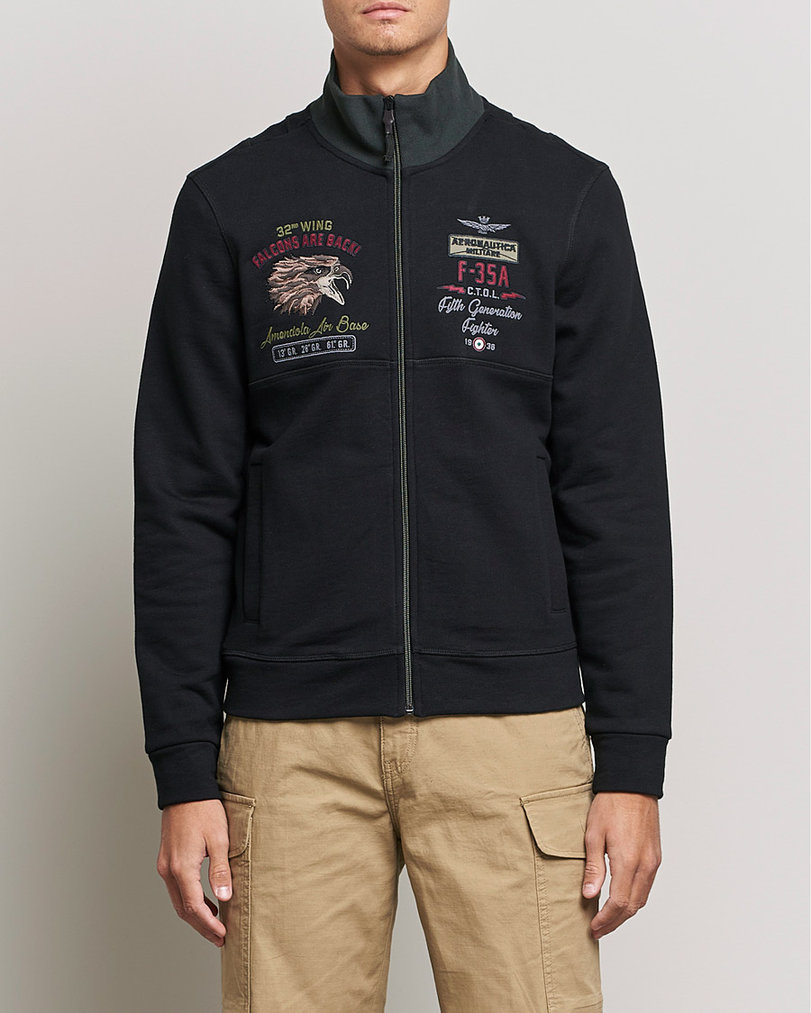Herr | Tröjor | Aeronautica Militare | Full Zip Sweatshirt Jet Black