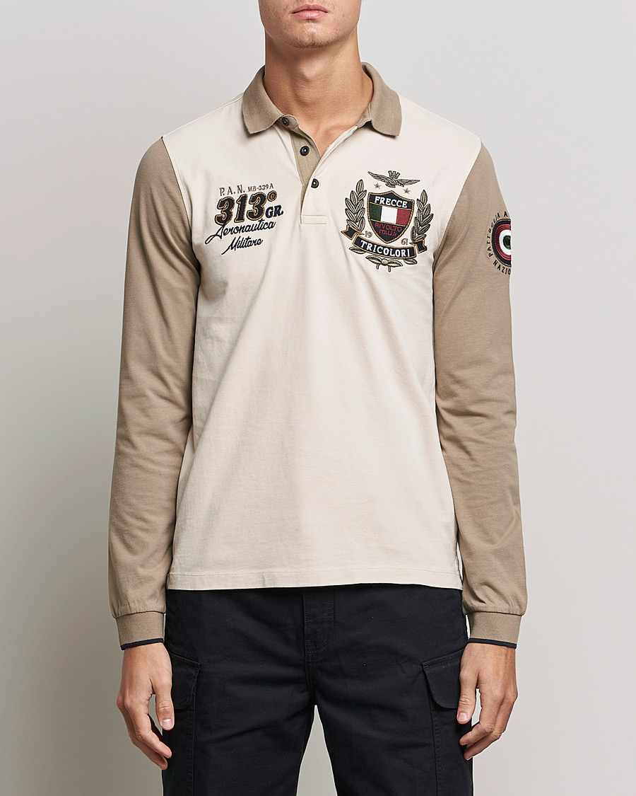 Herr | Tröjor | Aeronautica Militare | Long Sleeve Logo Polo Tortora