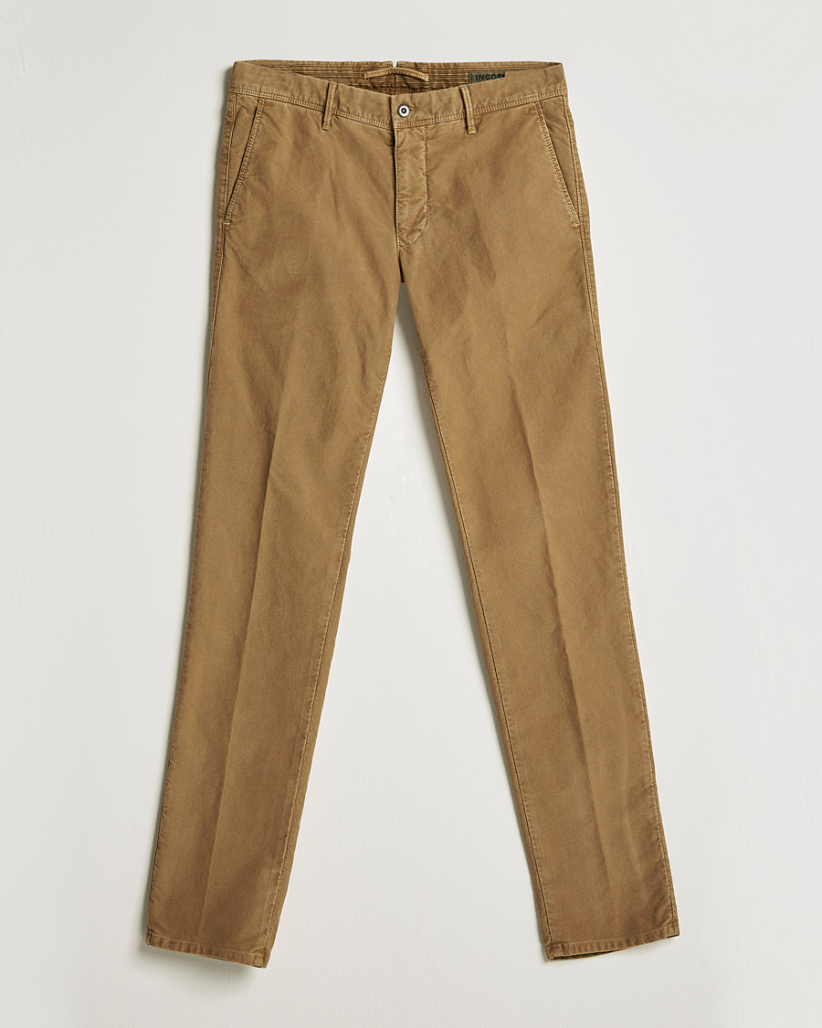 Herr | Byxor | Incotex | Slim Fit Garment Dyed Slacks Brown