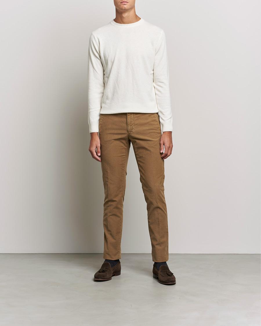 Herr | Byxor | Incotex | Slim Fit Garment Dyed Slacks Brown