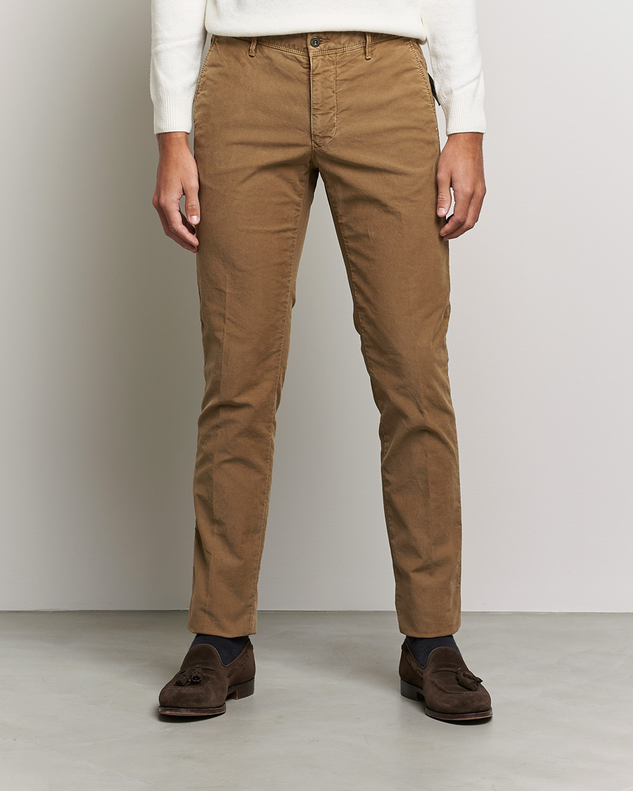 Herr | Byxor | Incotex | Slim Fit Garment Dyed Slacks Brown