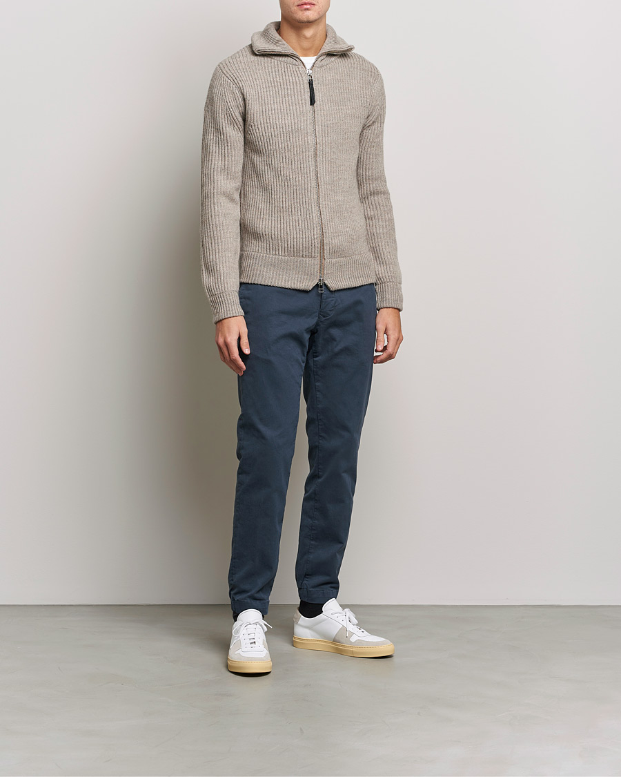 Herr | Byxor | Incotex | Slim Fit Satin Drawstring Joggers Navy
