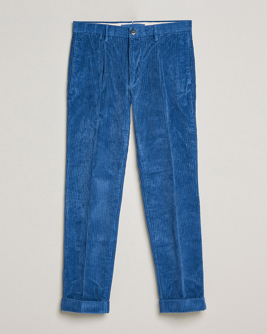 Herr | Byxor | Incotex | Regular Fit Heavy Cord Slacks Royal Blue