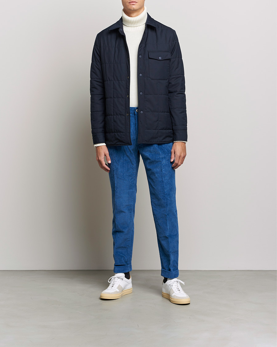 Herr | Byxor | Incotex | Regular Fit Heavy Cord Slacks Royal Blue