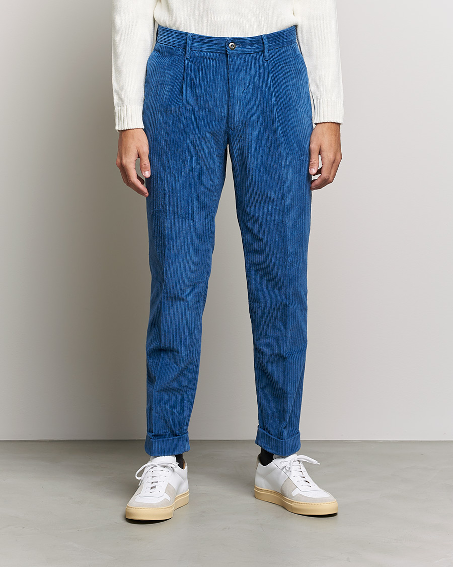 Herr | Byxor | Incotex | Regular Fit Heavy Cord Slacks Royal Blue