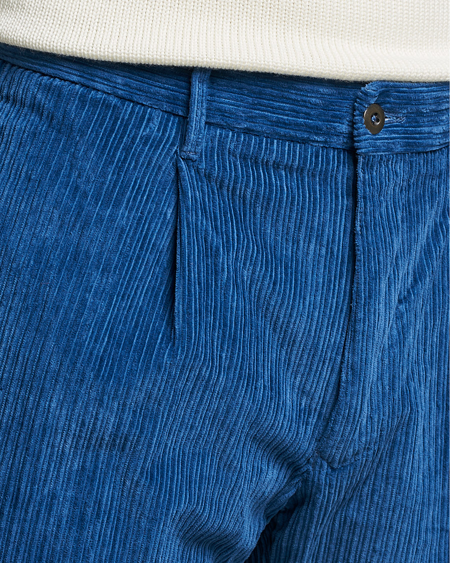 Herr | Byxor | Incotex | Regular Fit Heavy Cord Slacks Royal Blue