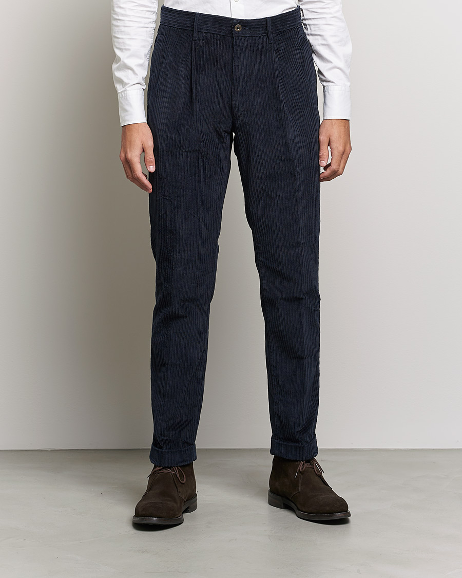 Herr | Byxor | Incotex | Regular Fit Heavy Cord Slacks Navy