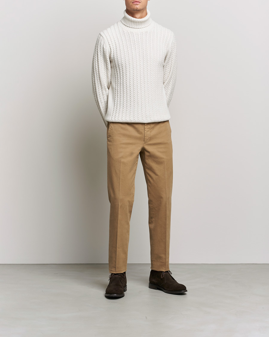 Herr | Byxor | Incotex | Regular Fit Cotton Stretch Chinos Beige