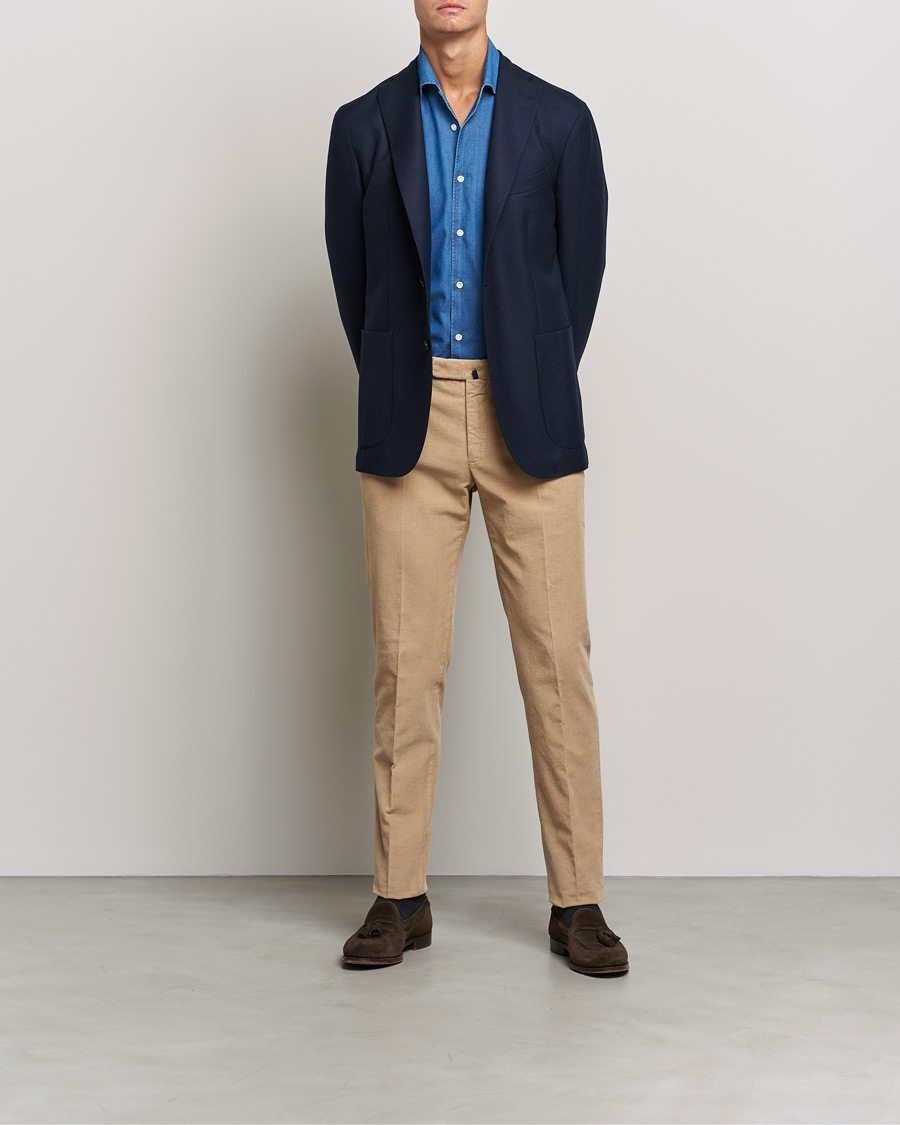 Herr | Byxor | Incotex | Slim Fit Soft Corduroy Trousers Beige
