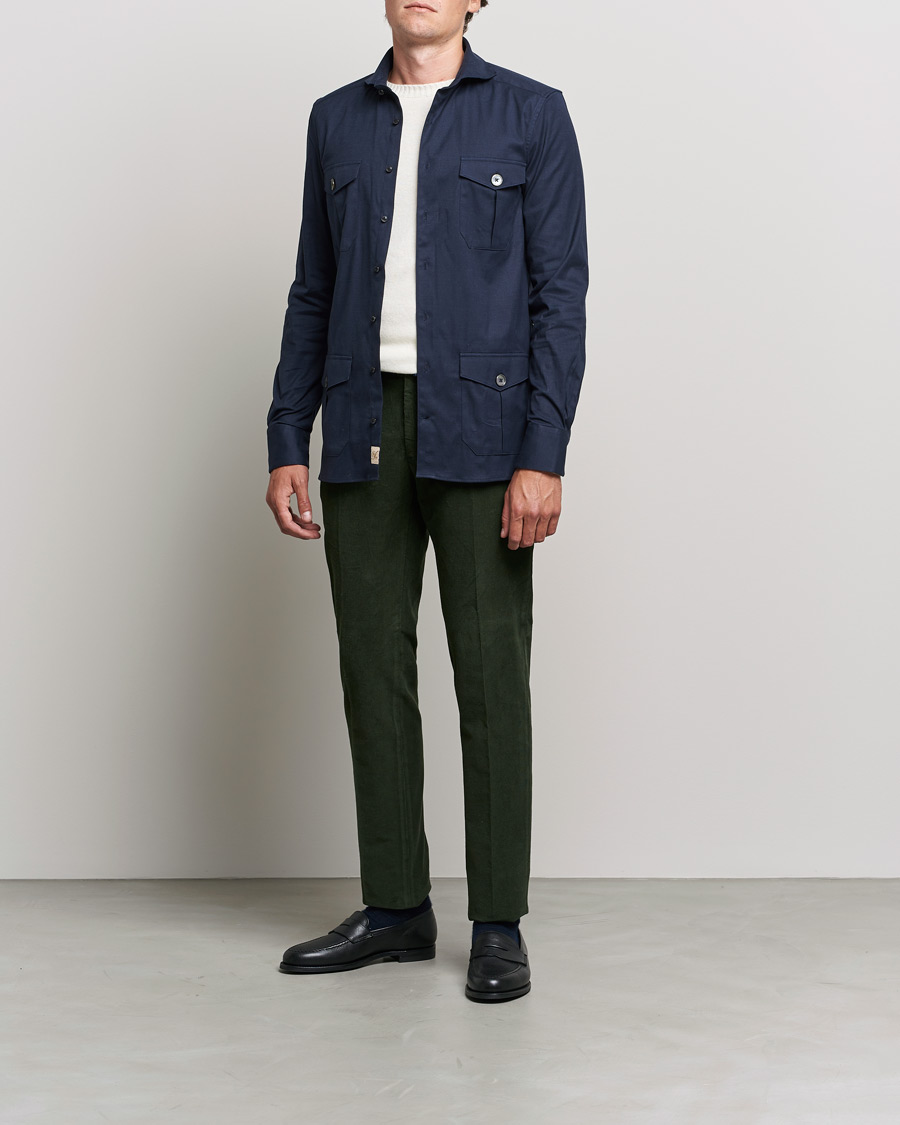 Herr | Manchesterbyxor | Incotex | Slim Fit Soft Corduroy Trousers Forest Green