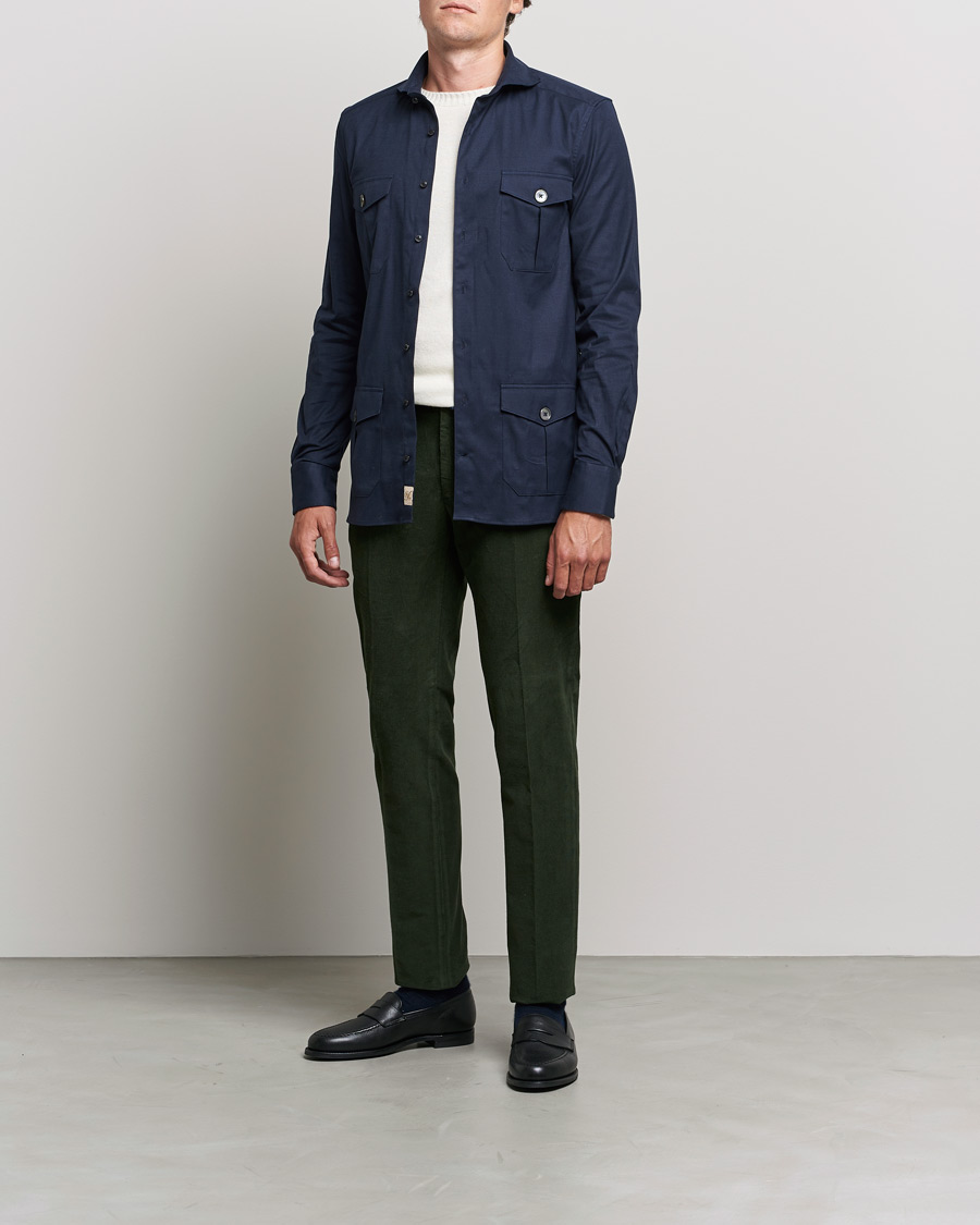 Herr | Byxor | Incotex | Slim Fit Soft Corduroy Trousers Forest Green