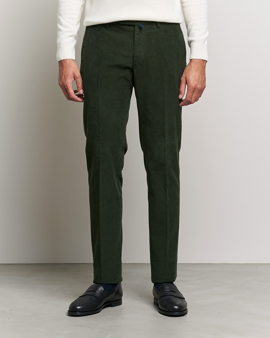 Herr | Byxor | Incotex | Slim Fit Soft Corduroy Trousers Forest Green