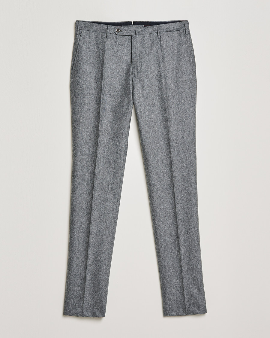 Herr |  | Incotex | Slim Fit Carded Flannel Trousers Grey Melange