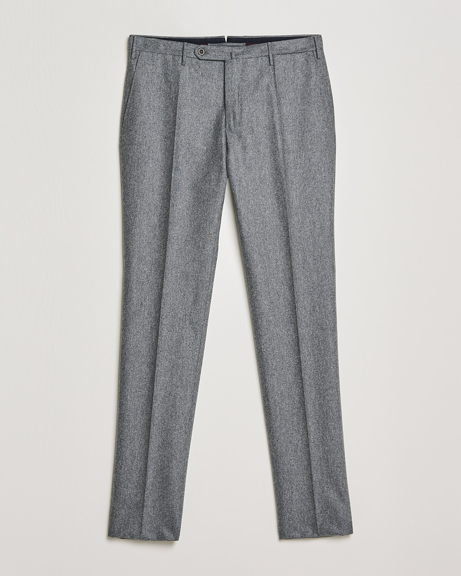 Herr | Byxor | Incotex | Slim Fit Carded Flannel Trousers Grey Melange
