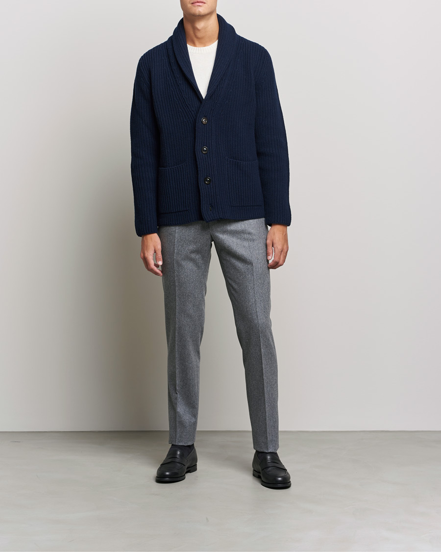 Herr | Byxor | Incotex | Slim Fit Carded Flannel Trousers Grey Melange