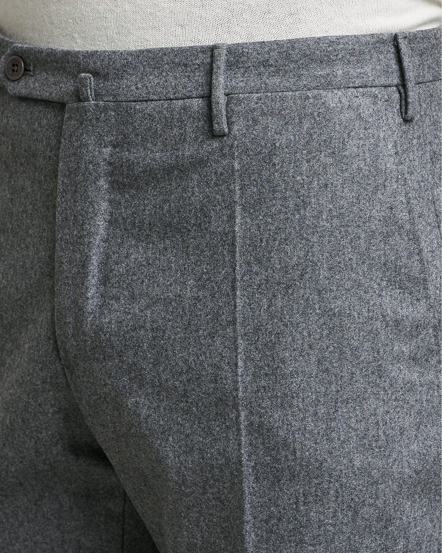 Herr | Byxor | Incotex | Slim Fit Carded Flannel Trousers Grey Melange