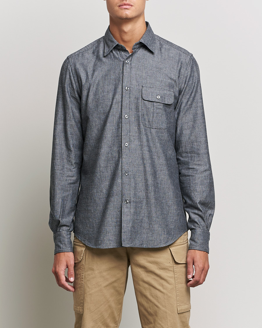 Herr | Skjortor | Slowear | Chambray Work Shirt Grey