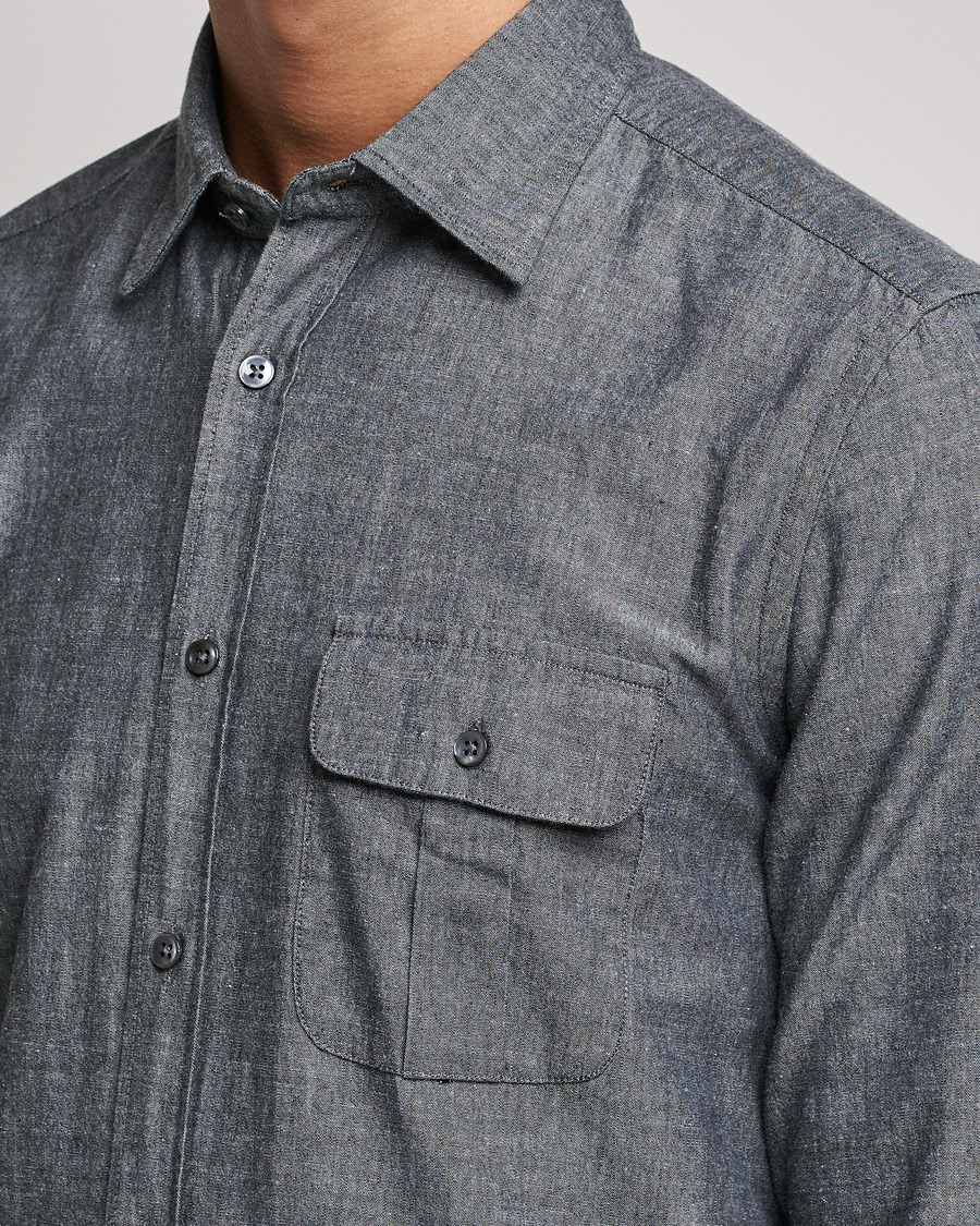 Herr | Skjortor | Slowear | Chambray Work Shirt Grey