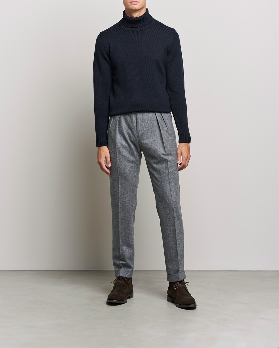 Herr | Tröjor | Zanone | Virgin Merino Wool Rollneck Navy