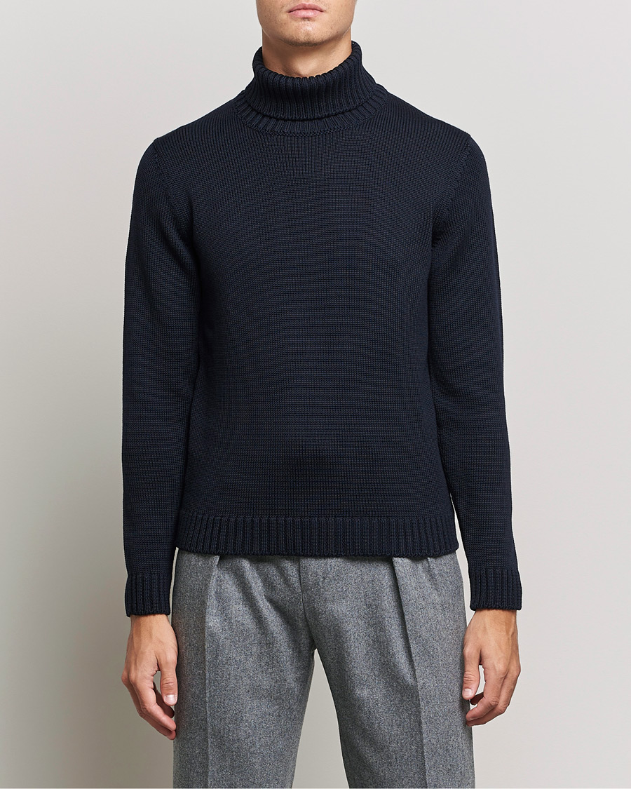 Herr | Tröjor | Zanone | Virgin Merino Wool Rollneck Navy