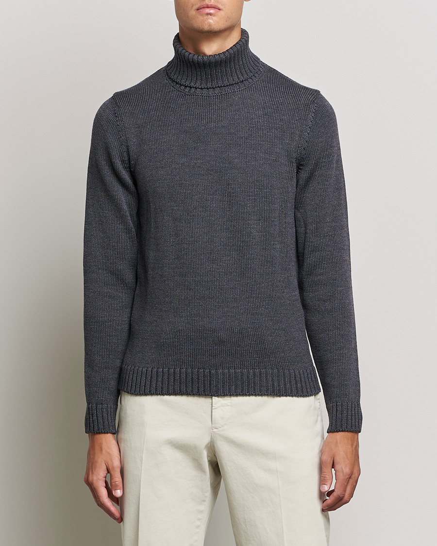 Herr | Tröjor | Zanone | Virgin Merino Wool Rollneck Grey Melange