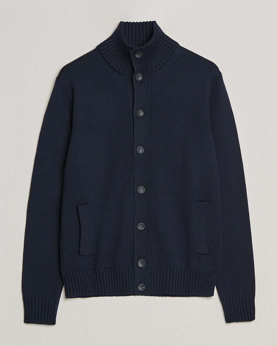 Herr | Tröjor | Zanone | Virgin Merino Wool Chioto Cardigan Navy