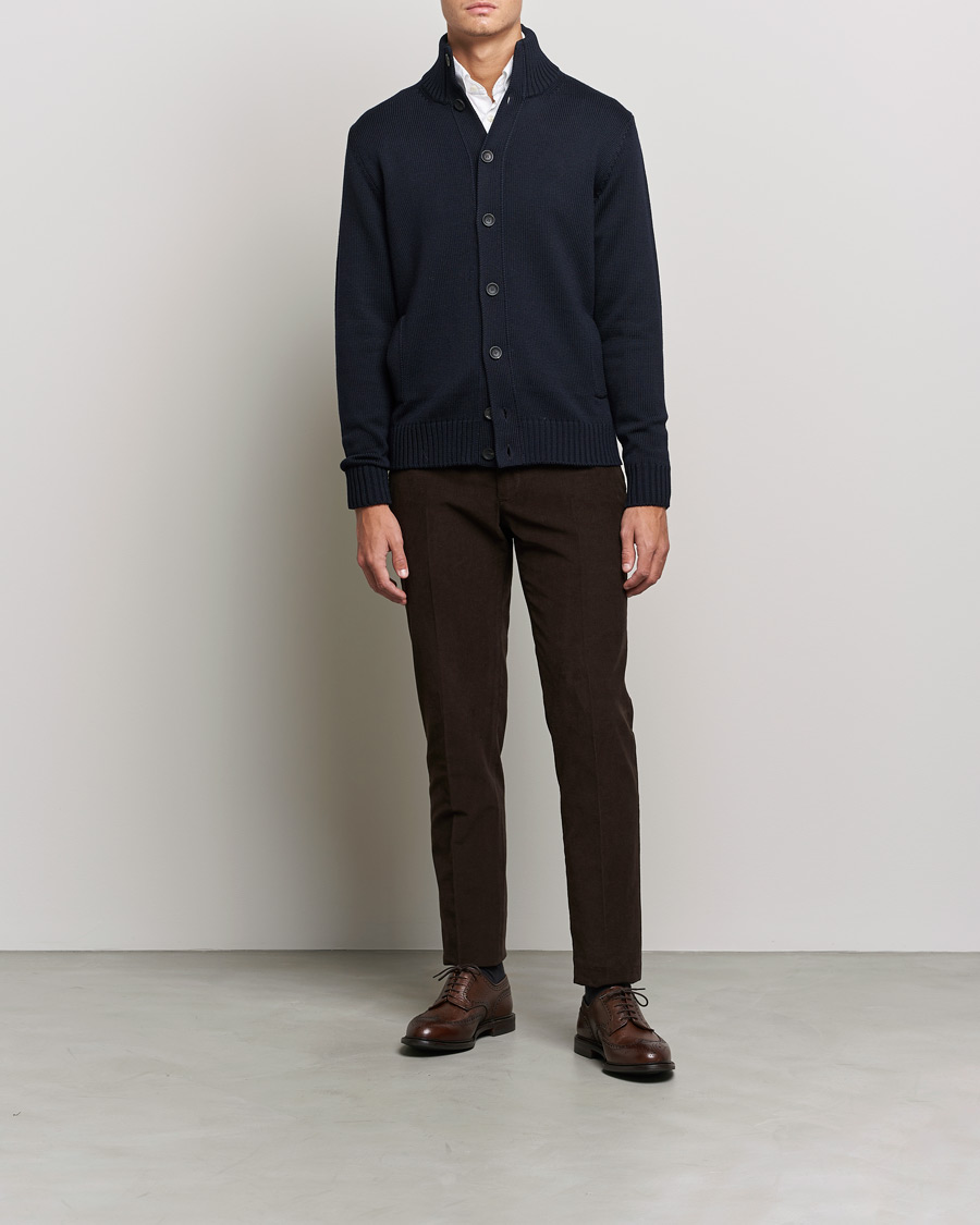 Herr | Tröjor | Zanone | Virgin Merino Wool Chioto Cardigan Navy