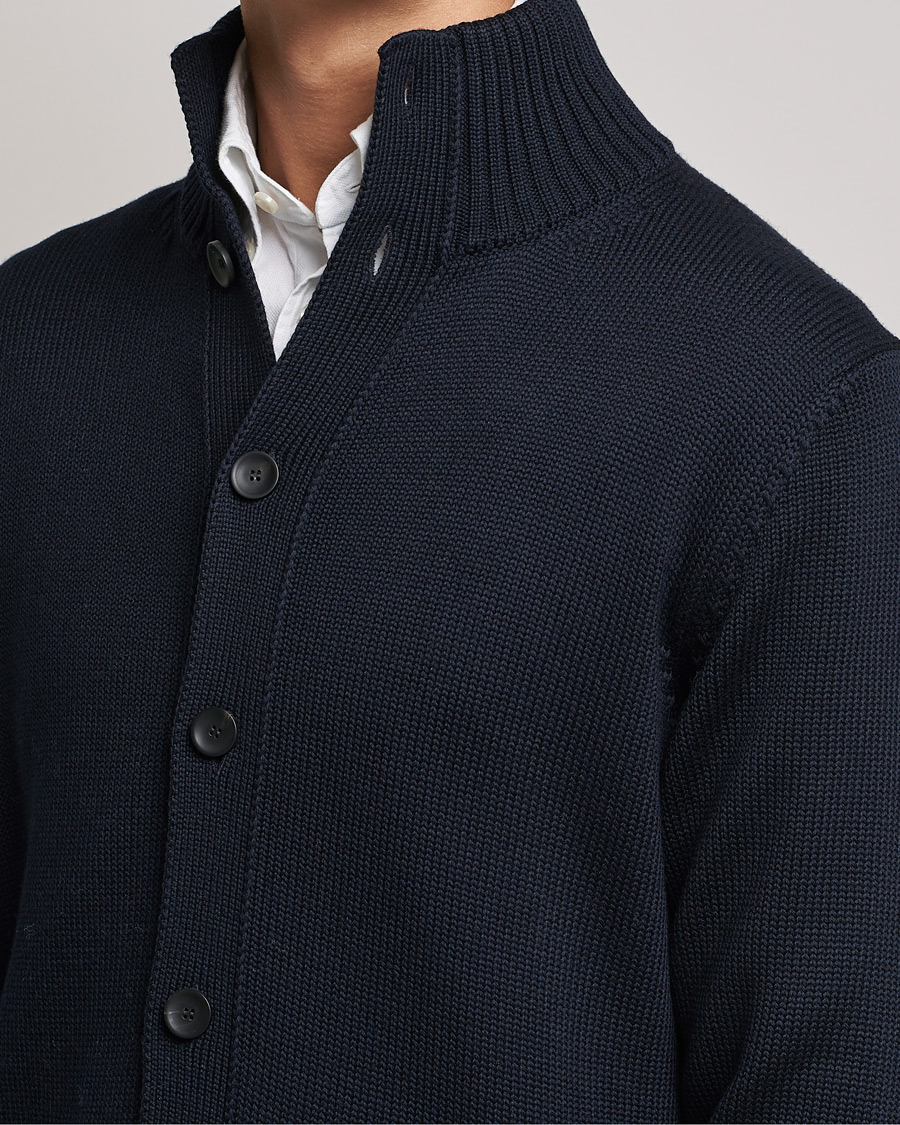 Herr | Tröjor | Zanone | Virgin Merino Wool Chioto Cardigan Navy
