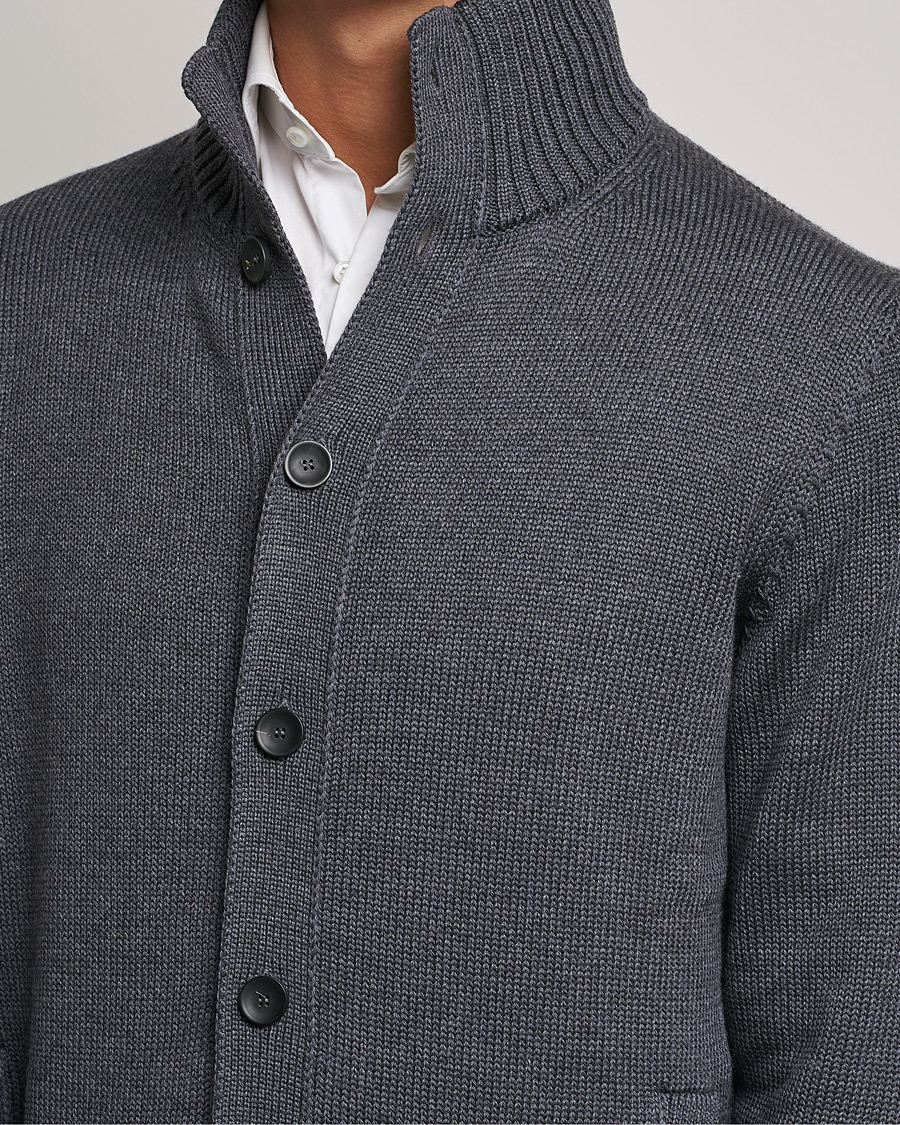 Herr | Tröjor | Zanone | Virgin Merino Wool Chioto Cardigan Grey Melange