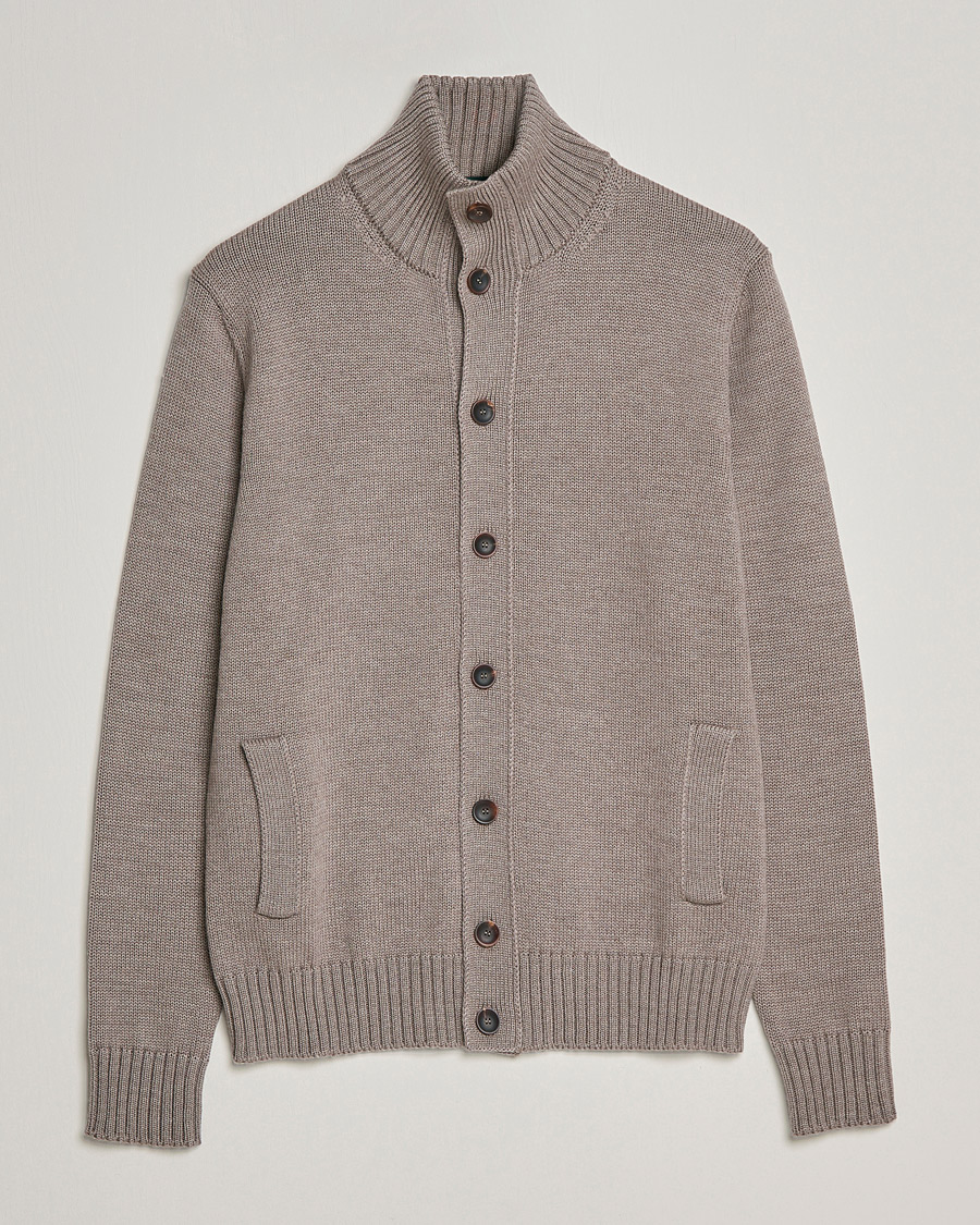 Herr | Tröjor | Zanone | Virgin Merino Wool Chioto Cardigan Taupe