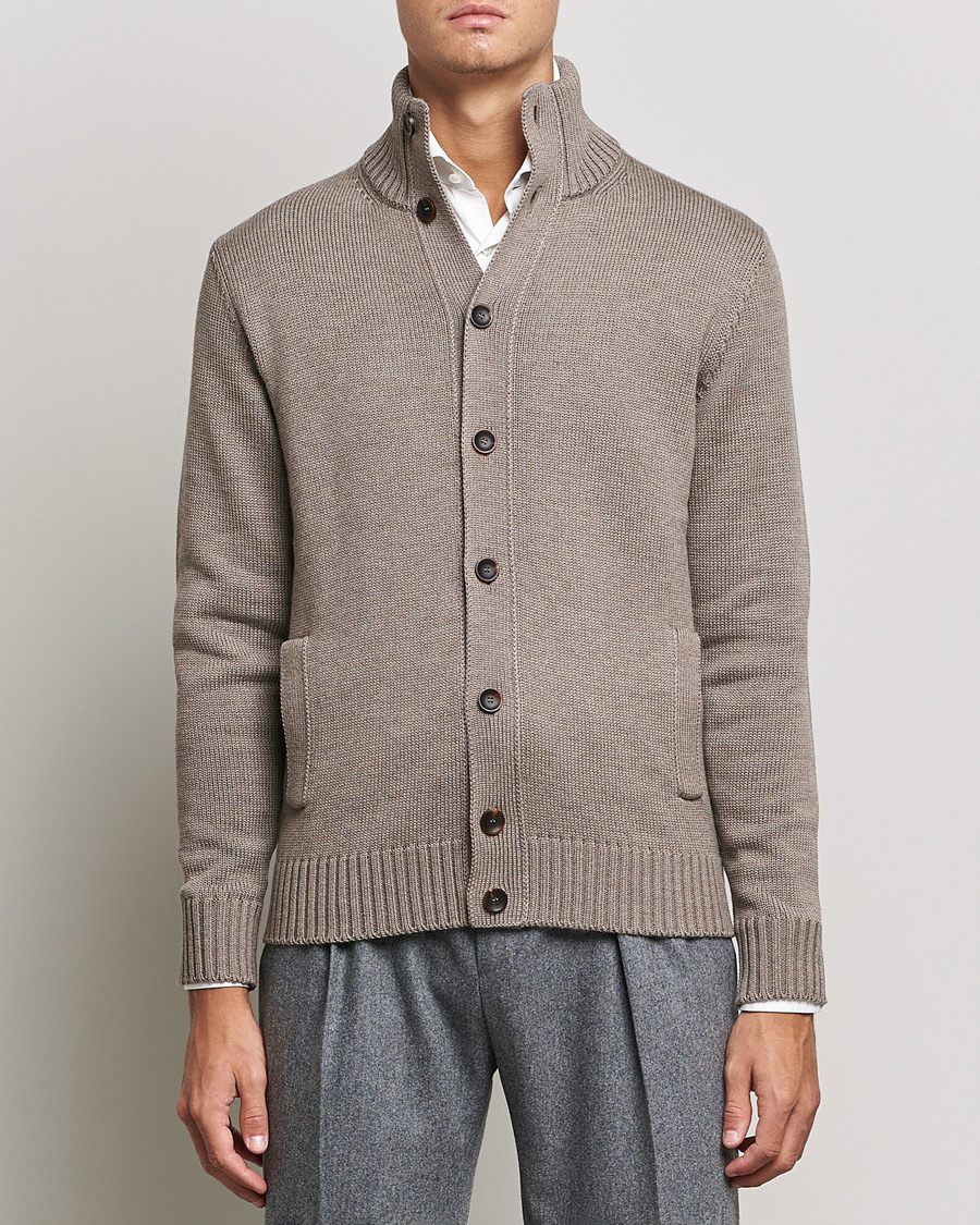 Herr | Slowear | Zanone | Virgin Merino Wool Chioto Cardigan Taupe