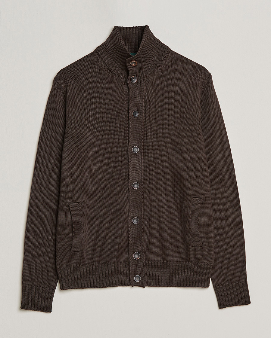 Herr | Tröjor | Zanone | Virgin Merino Wool Chioto Cardigan Dark Brown