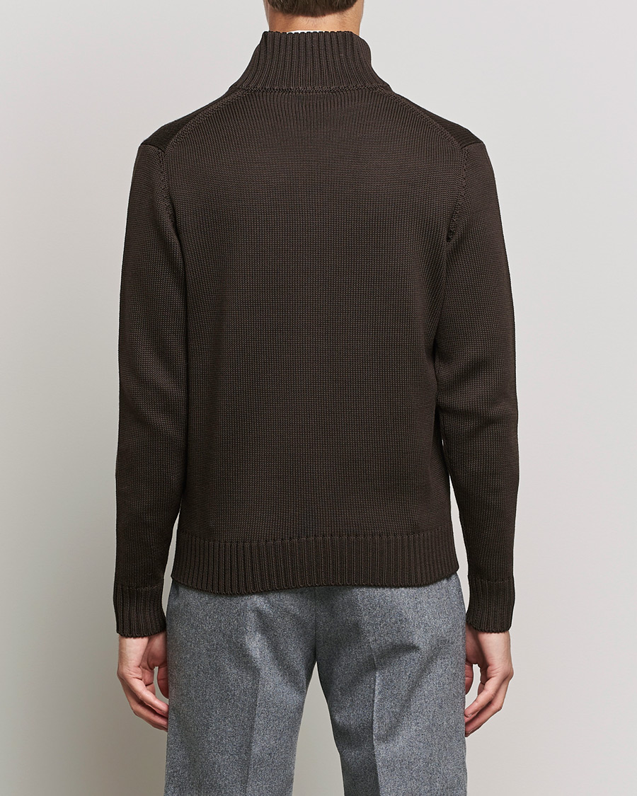 Herr | Tröjor | Zanone | Virgin Merino Wool Chioto Cardigan Dark Brown