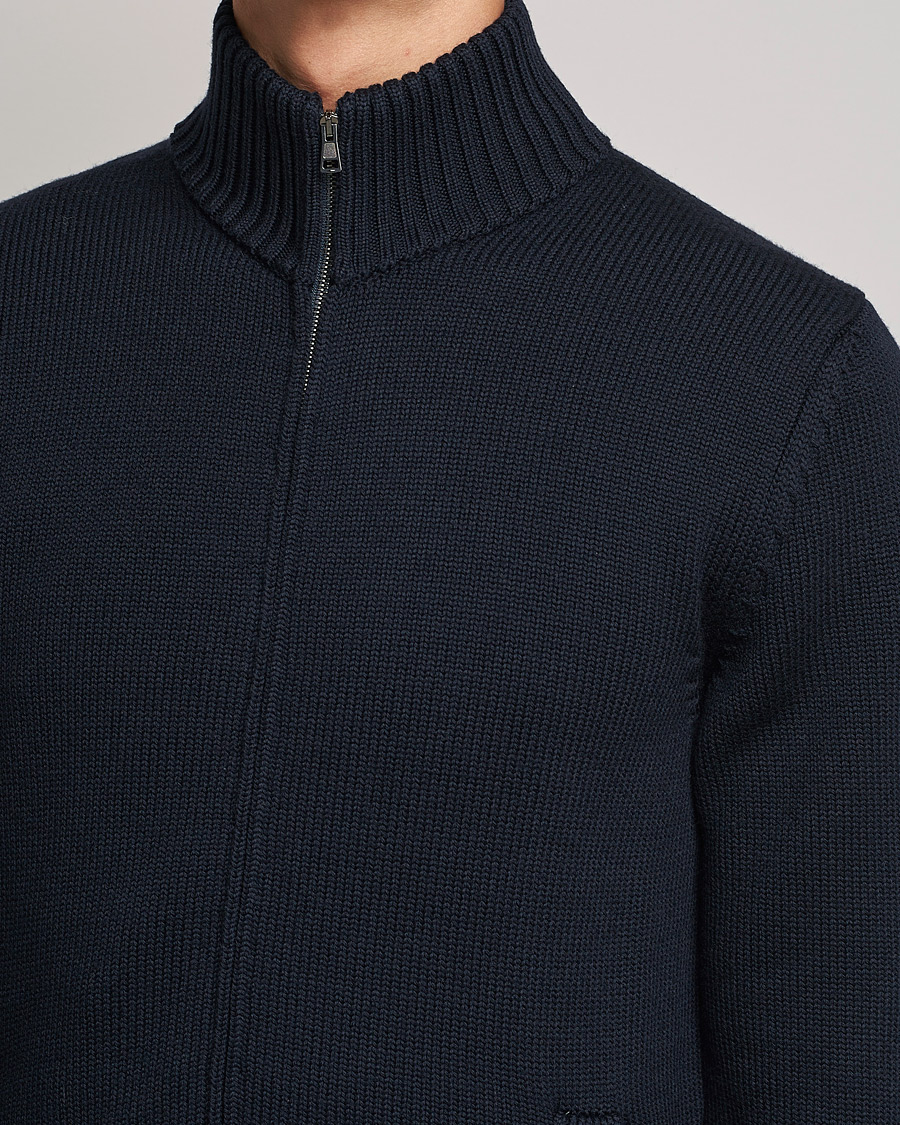 Herr | Tröjor | Zanone | Virgin Merino Wool Zip Cardigan Navy
