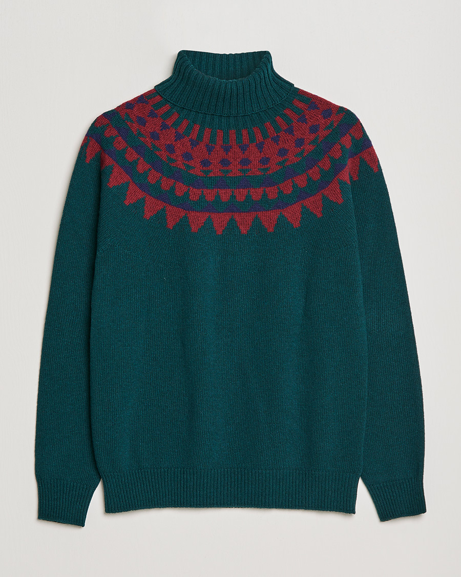 Herr | Tröjor | Zanone | Fairisle Jacquard Rollneck Green