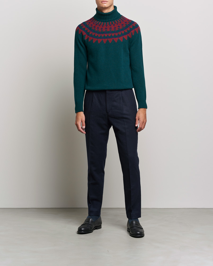 Herr | Tröjor | Zanone | Fairisle Jacquard Rollneck Green