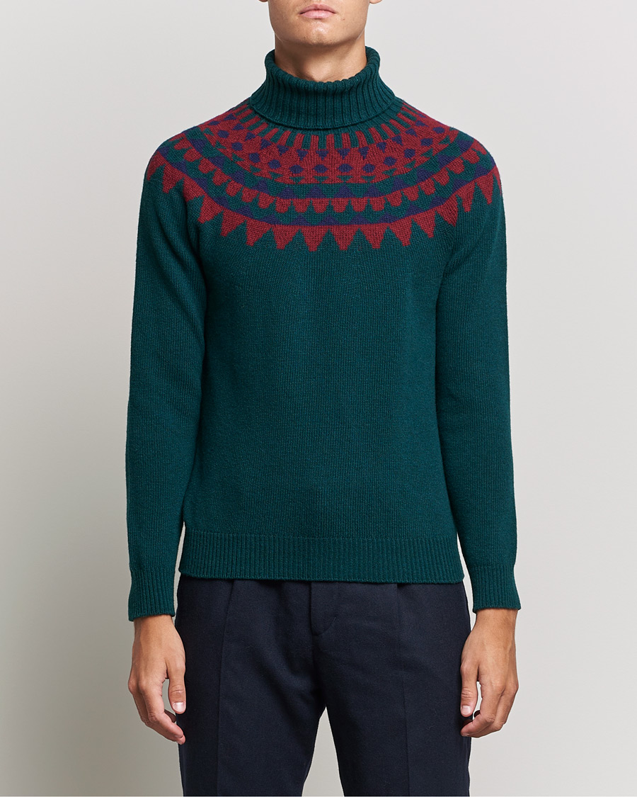 Herr | Tröjor | Zanone | Fairisle Jacquard Rollneck Green