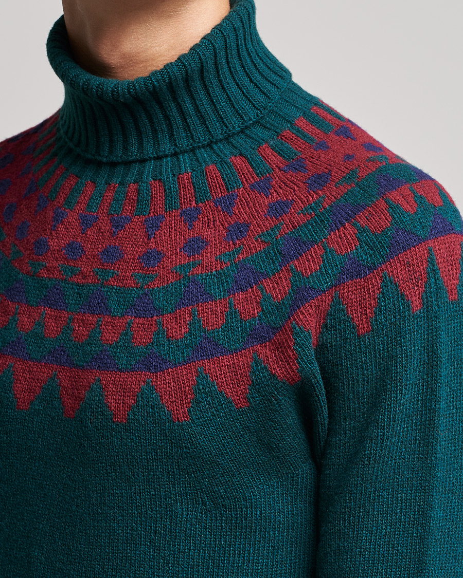 Herr | Tröjor | Zanone | Fairisle Jacquard Rollneck Green