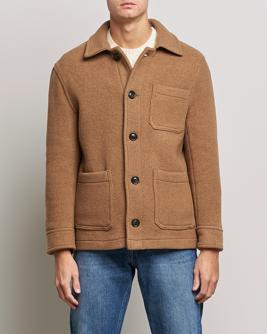 Herr | Jackor | GANT | Short Wool Patch Pocket Jacket Warm Khaki