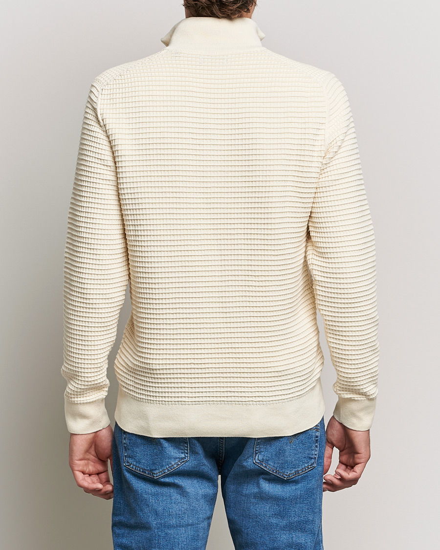 Herr | Tröjor | GANT | Cotton Texture Half Zip Cream