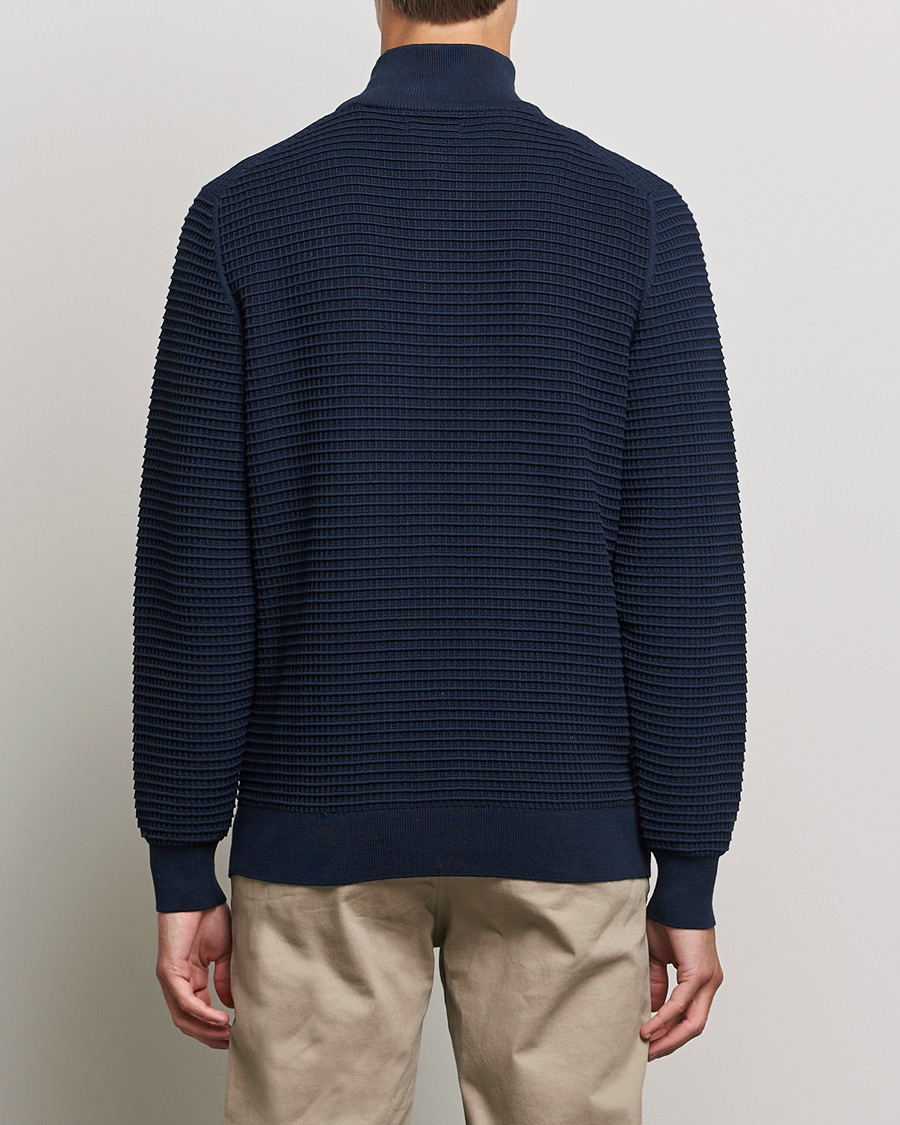 Herr | Tröjor | GANT | Cotton Texture Half Zip Evening Blue