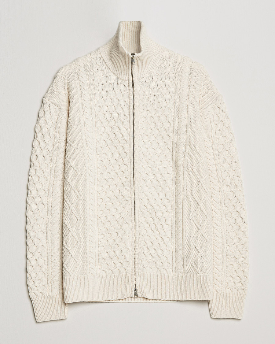 Herr | Tröjor | Gant | Aran Structured Full Zip Cream