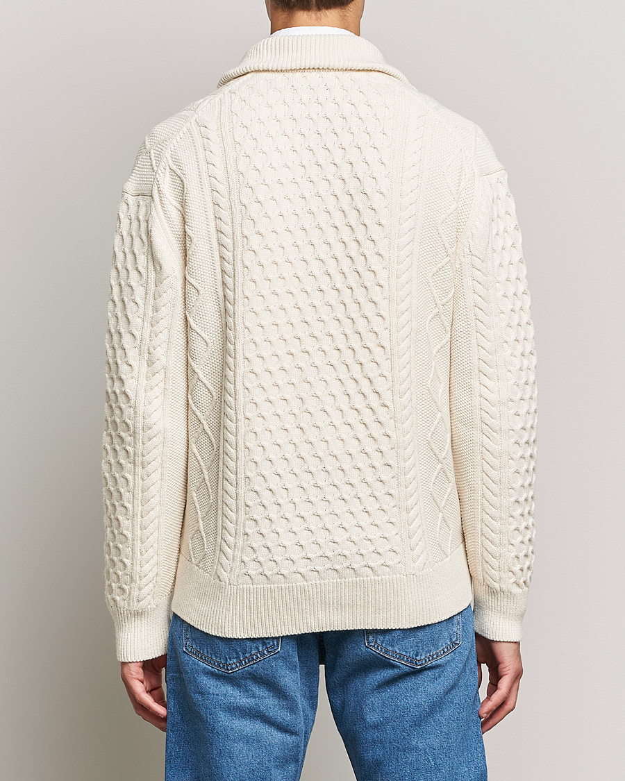 Herr | Tröjor | Gant | Aran Structured Full Zip Cream