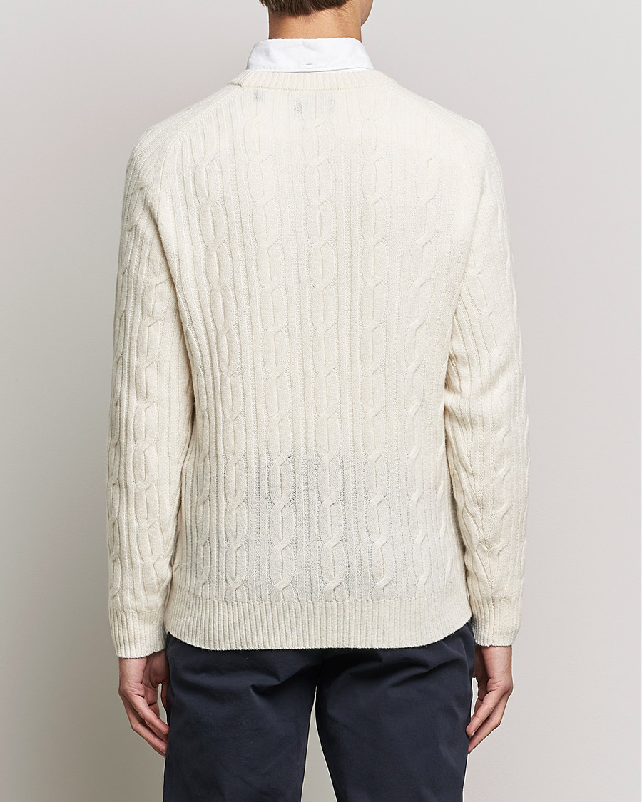 Herr | Tröjor | GANT | Lambswool Cable Crew Neck Pullover Cream