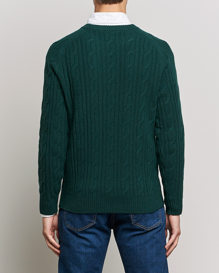 Herr | Tröjor | GANT | Lambswool Cable Crew Neck Pullover Tartan Green