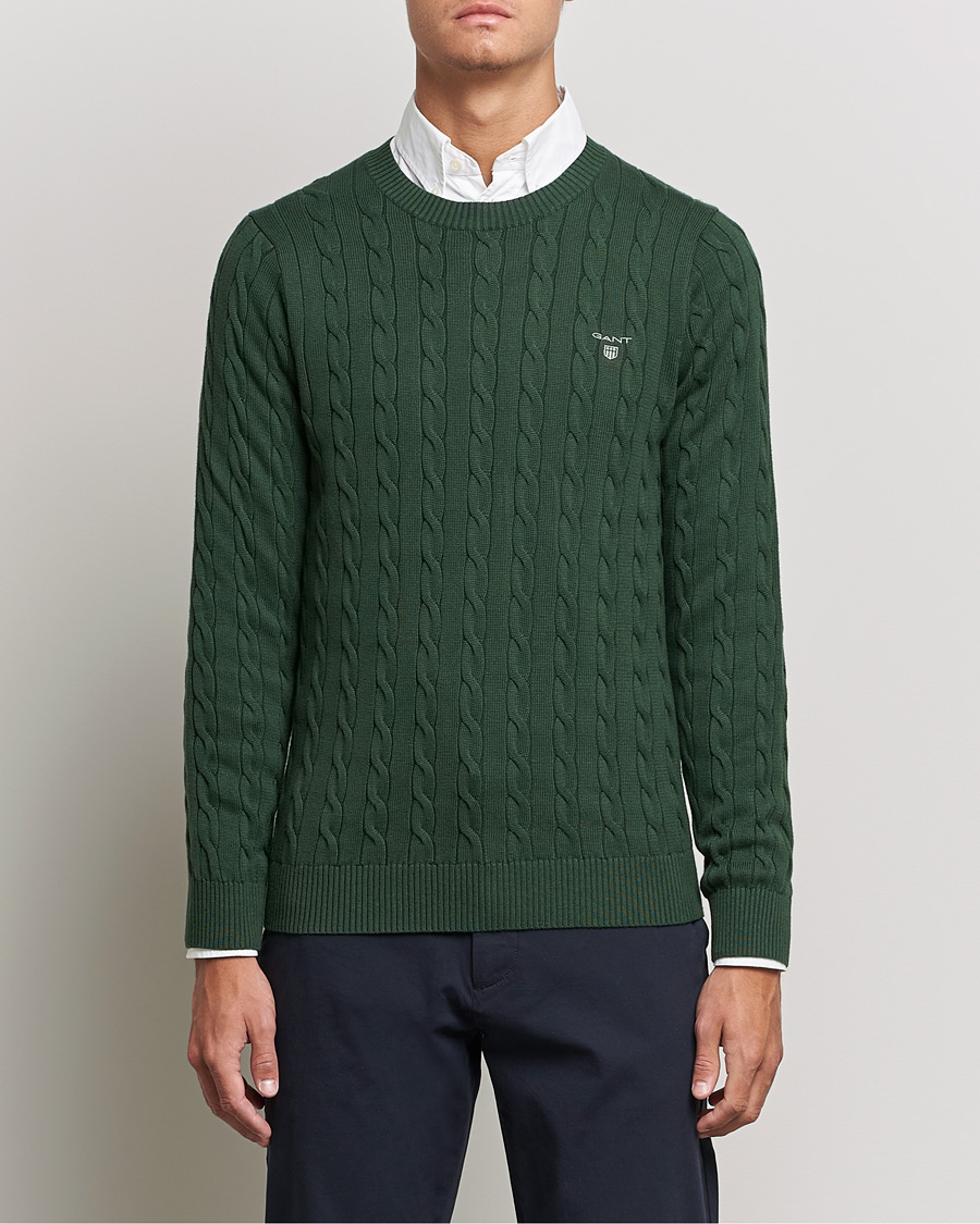 Herr |  | GANT | Cotton Cable Crew Neck Pullover Storm Green