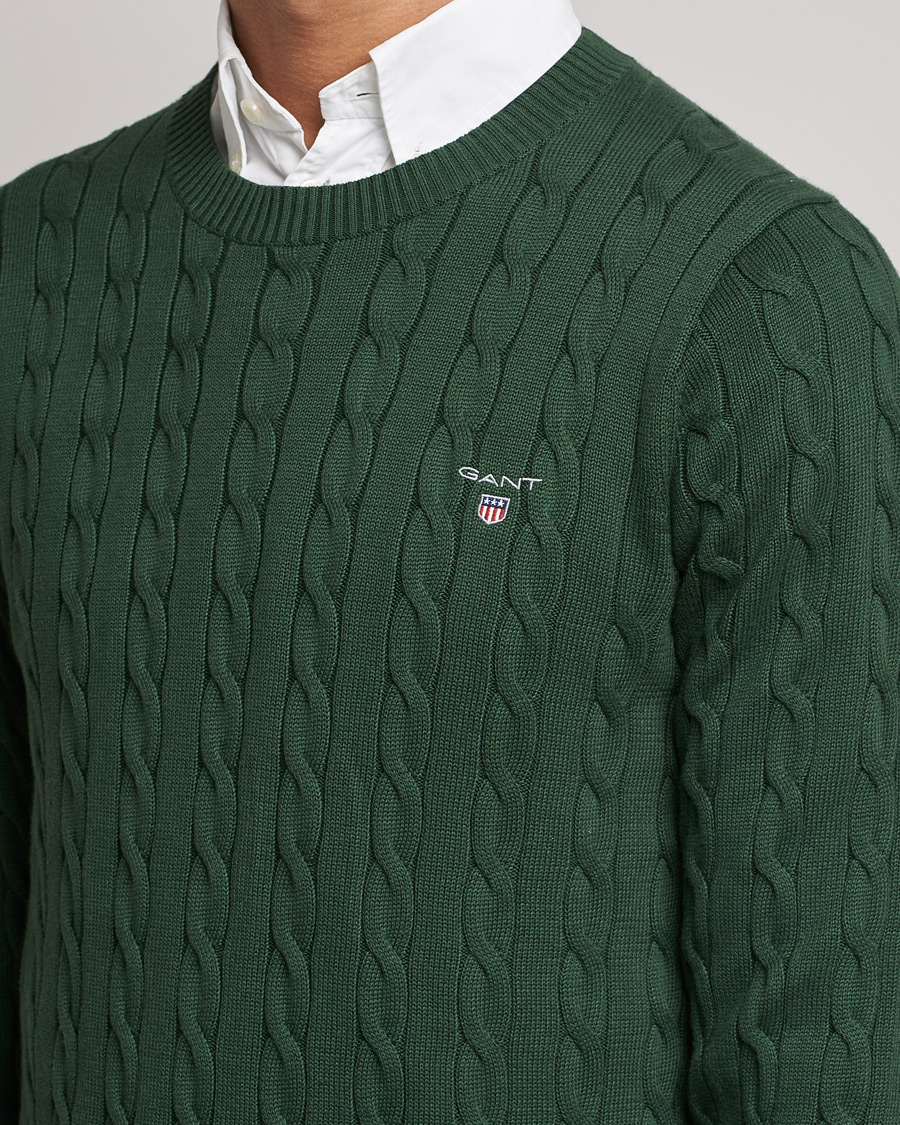 Herr | Tröjor | GANT | Cotton Cable Crew Neck Pullover Storm Green