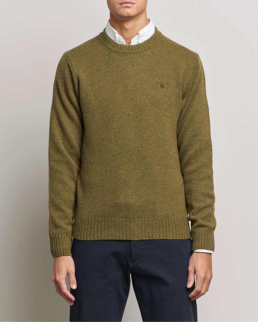 Herr |  | GANT | Brushed Wool Crew Neck Sweater Army Green