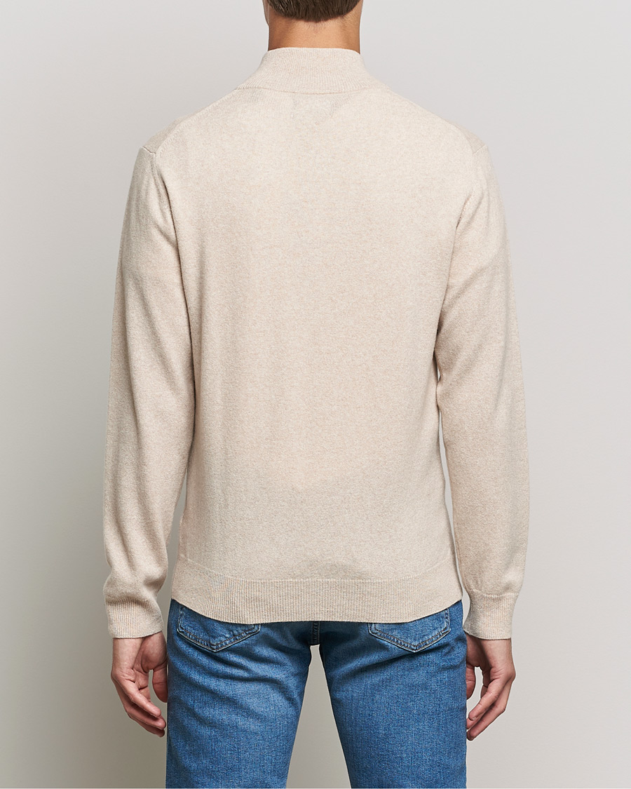 Herr | Tröjor | GANT | Lambswool Half Zip Dark Sand Melange